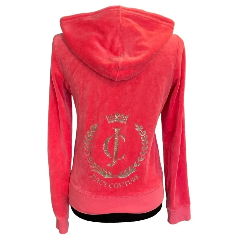 Juicy Couture Laurel Velour Classic Slim Fit Tracksuit Jacket Hoodie Medium